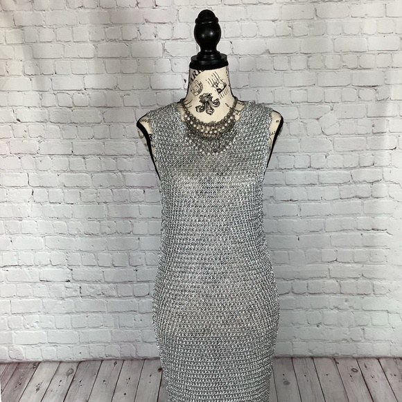 244. TOPSHOP Silver Cover-Up / Dress NWT Size 14 - Picture 5 of 9